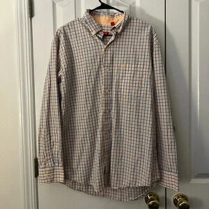 IZOD Mens Large Blue Orange Button Down Shirt